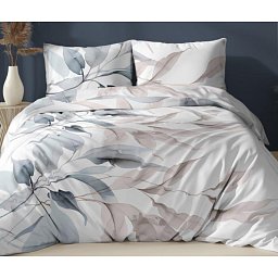 Obrázek pro produkt Saténové povlečení Hnědomodré listy 140X200 70X90