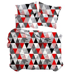 Obrázek pro produkt Bavlněné povlečení Trojúhelníky červené 140X200 70X90